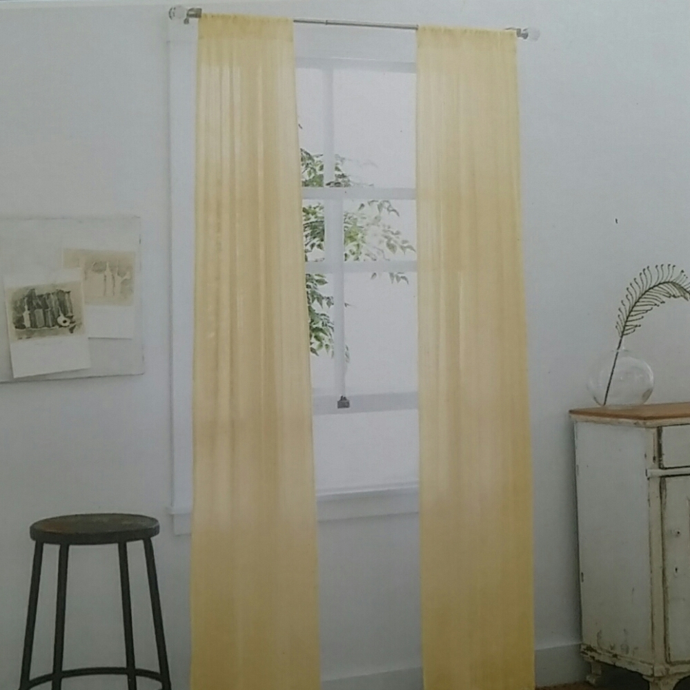 New Home One Window Sheer Panel Pale Yellow